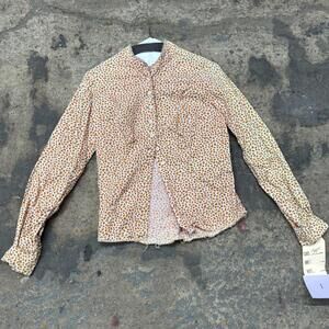 Vintage Film Costume 40s 50s Does Victorian Antique Style Pink Calico Blouse S